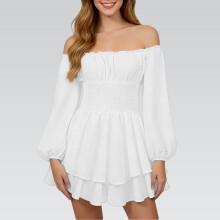 Women's Off-Shoulder Chiffon Dress White XL