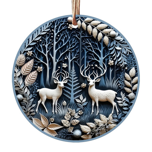 White and Blue Acrylic Christmas Ornaments Snowman Pattern