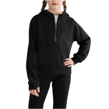 Girls Half-Zip Hoodie Sweatshirt Long Sleeve Kangaroo