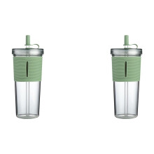 Lot de 2 gobelets isothermes de voyage en acrylique avec couvercle, à double paroi isolante, transparents, résistants à la chaleur et au froid –