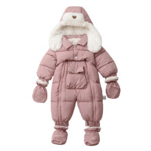 Macacão de inverno para bebê, menino ou menina, acolchoado e com capuz, rosa, para clima frio, 3-6 meses.