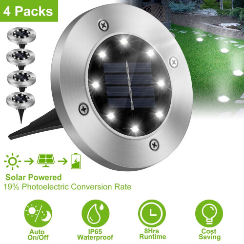 Lampă solară de exterior, rezistentă la apă IP65, 4 buc.