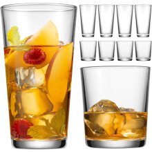 Ensemble de 8 verres : 4 verres highball de 50 cl + 4 verres à whisky de 38 cl, compatibles lave-vaisselle