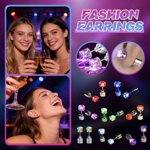 Γυναικεία σκουλαρίκια με φωτεινά LED Rhinestone, σκουλαρίκια με διαμάντια που