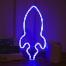 Neon Night Light, LED Neon Signs Night Light Rocket Neon Lights Neon Lights for Kids Bedroom Battery USB Operated