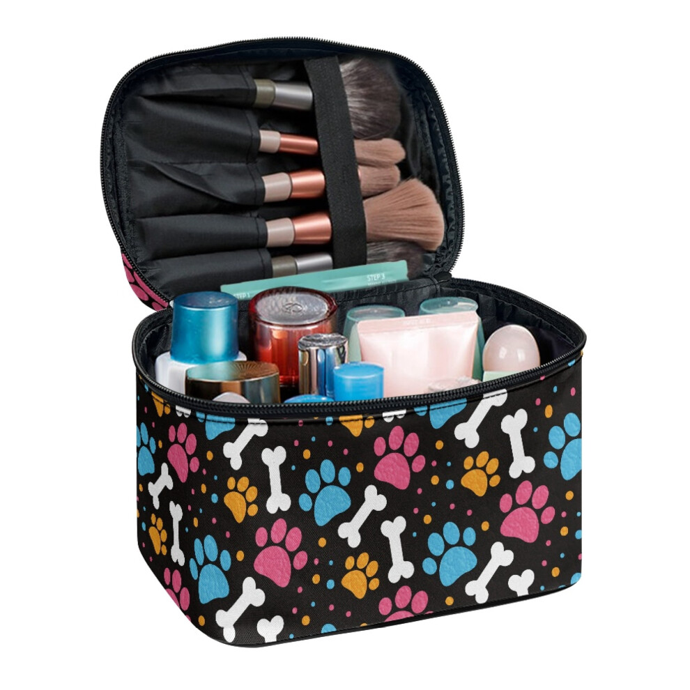 Effortless Organization Portable Makeup Organizer Case Portable Hanging Organizer Claw Print Bone Pattern 8.86 x 6.5 x 5.9 Inches
