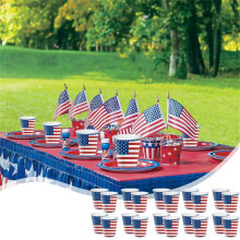 16Pcs 4th of July Paper Cups, Patriotic Red Blue White Stars & Stripes Disposable Cups for Independence Day Party – Compatible with Juice/Coffee