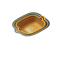 Ensemble de huit paniers d'égouttage multifonctionnels en plastique pour la cuisine, ensemble de six paniers à fruits et légumes à double