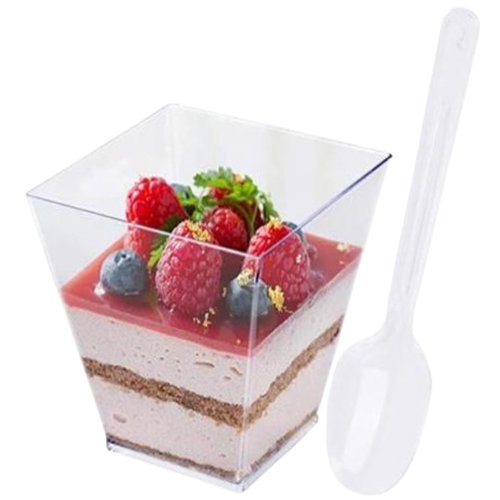 Engångs 120 ml plastmugg för dessert, moussemugg, träklimugg, puddingmugg, tiramisu-formsprutningsmugg