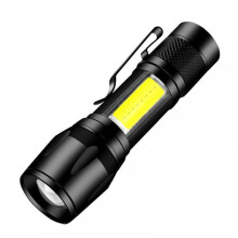 Lampe torche télescopique miniature puissante pour l'extérieur, petite lampe torche domestique rechargeable USB avec éclairage latéral en alliage