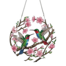 (Hummingbird) Spring DIY Diamond Art Pendant Kit, PET hollow home decoration, single-sided water diamond dots