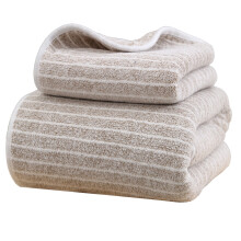 2 Piece Towel Set, Striped Hand Towel and Bath Towel, Thick Soft Absorbent Quick Drying Face Towel and Bath Towel for Bathroom, Shower Towels, Coffee