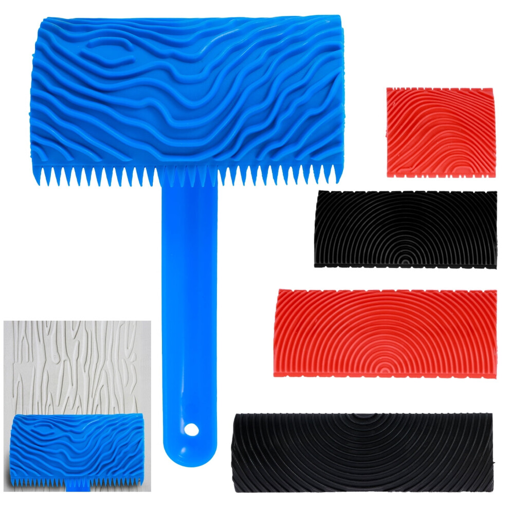 5Pcs Wood Graining Tool Set Â Rubber Roller For Walls, Floors, Furniture, Doors & Fences Â Reusable Texture Painting Tool 9558830181297