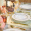 Service de table jetable doré 350 pièces pour 50 invités 1