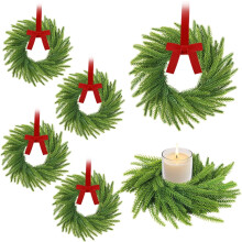 Anneaux de bougies de Noël, guirlande de pin Norfolk de 20 cm (6 pièces)