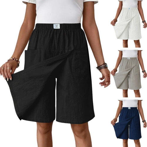 Women's Stylish Polyester Skort With Pockets-dark blue L 2