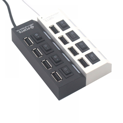 Ασπρόμαυρο 2 4 USB HUB τέσσερα με φώτα με ανεξάρτητο HUB