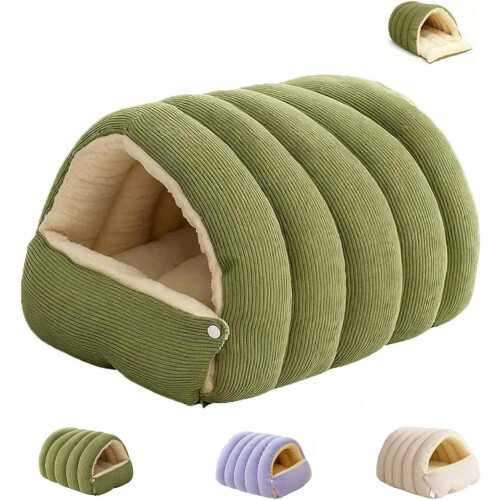 Lit pour chat Cozy Monster vert L avec coussin amovible