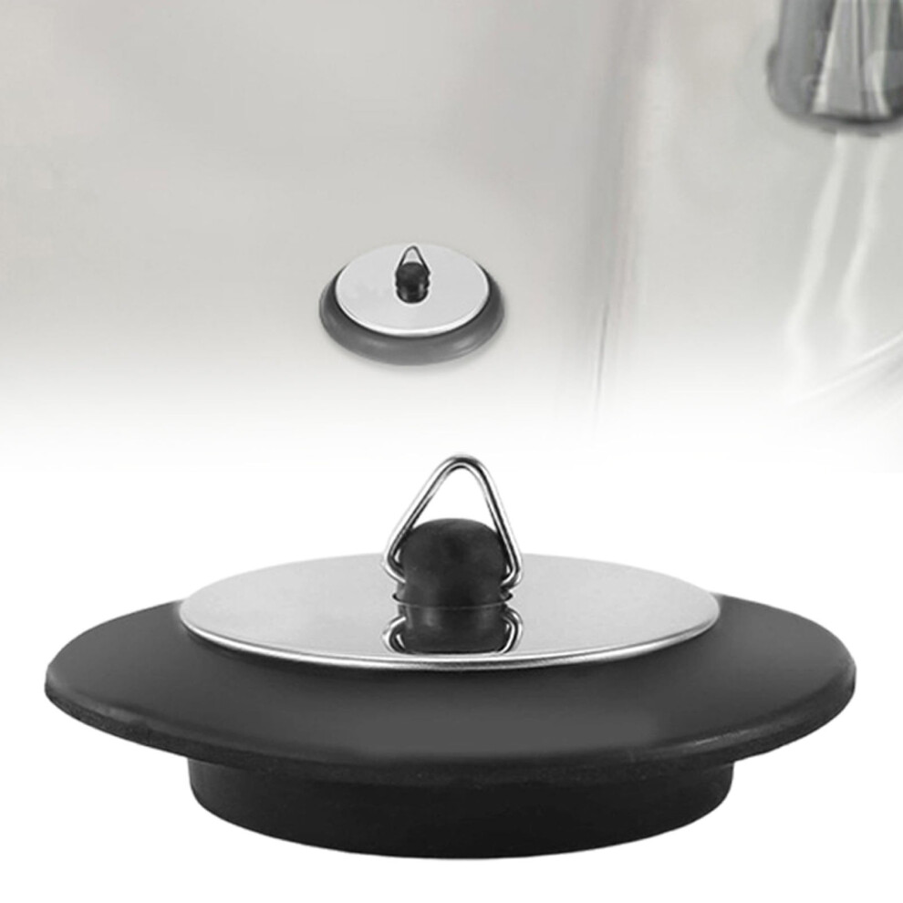 Rubber Sink Drain Plug With Chain Â Kitchen & Bathroom Stopper, Stainless Steel Secure Attachment, No-Loss Design 9422877939114