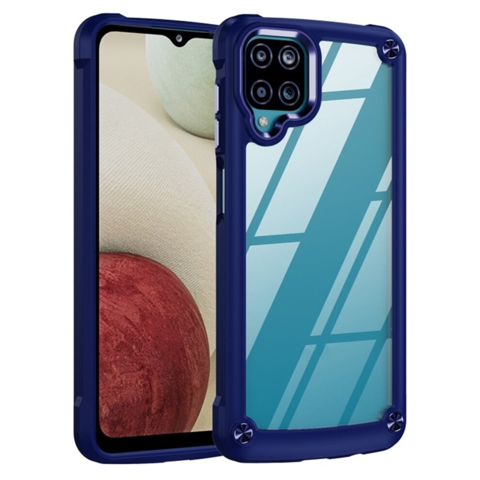 Compatible With Samsung Galaxy A12 6.5" Case: Airbag Shock-Absorbing, Electroplated Lens Protection, Hard Clear Scratch-Resistant Cover Â Blue 9152228515901