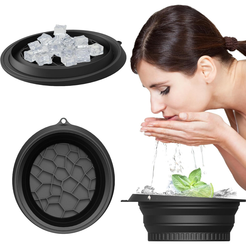 Silicone Face Bowl with Built-in Ice Tray, Foldable Ice Bath for Skin Tightening & Acne Relief â Compatible with Facial Plunge