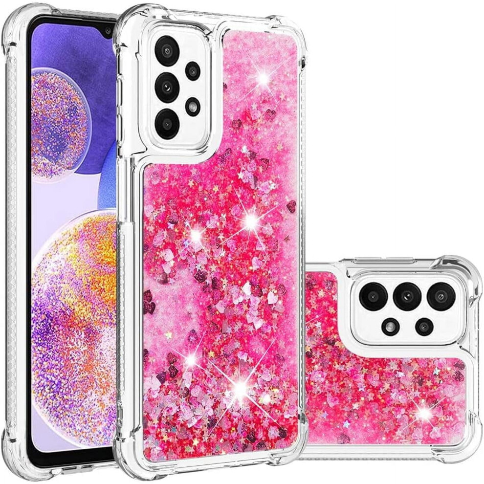 Glitter Liquid Quicksand Case For Samsung Galaxy A23 5G Â Shockproof, Soft Tpu, Love Pink 9152228530140