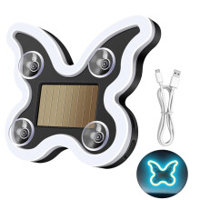 Solar LED Butterfly Car Light USB Rechargeable RGB Auto