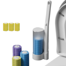Escova de vaso sanitário descartável com cabeça de substituição solúvel, conjunto de escova de limpeza para vaso sanitário sem cantos mortos,