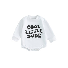 (6-12 Months, White) Grenouillère bébé manches longues, body décontracté col rond, combinaison ample imprime lettres