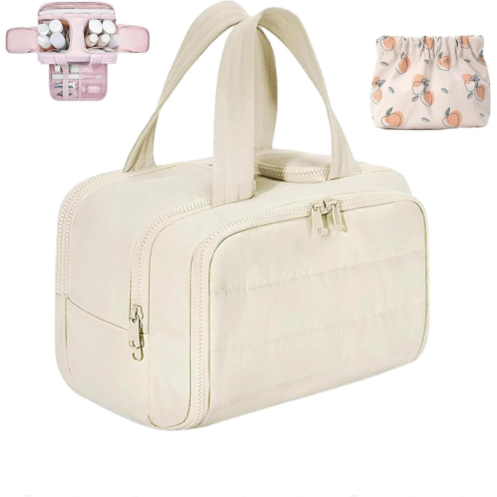 Elouva Toiletry Bag â Large, Wide-Open, 4-in-1 Puffy Cosmetic Bag for Women, Waterproof & Portable