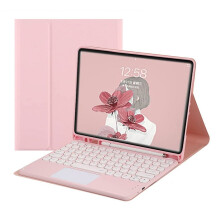 Touch Keyboard for Galaxy Tab S8 11" 2022 / Tab S7 11" 2020 – Detachable Wireless Keyboard Case with Touchpad, Cute Round Keys, Pink