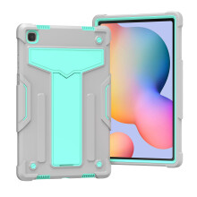 Schokbestendige 3-laags hoes voor Samsung Galaxy Tab A7 10.4" (SM-T500/T505, 2020) – Hybride hoes van rubber en polycarbonaat met standaard, grijs