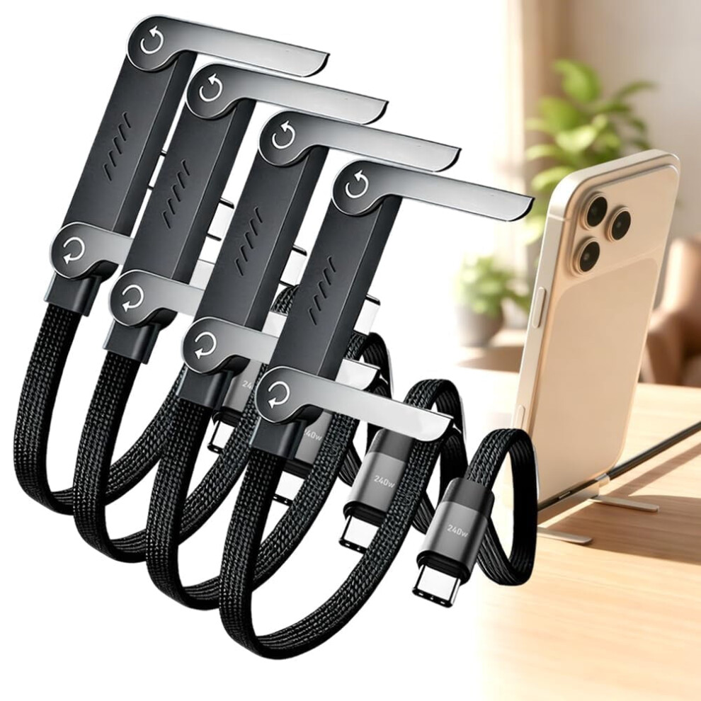 240W Braided Fast Charge Cable With Built-In Foldable Phone Stand, T-Shaped Durable Charger Cord (1.5M) 9130661048200