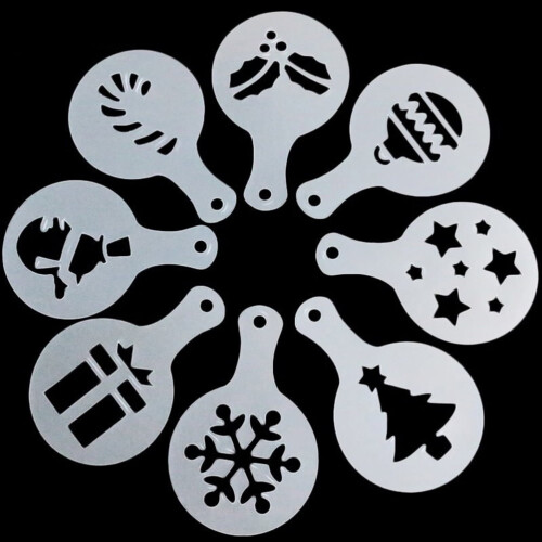 8 Pcs White Baking Stencils Plastic Stencils For Cake Decorating