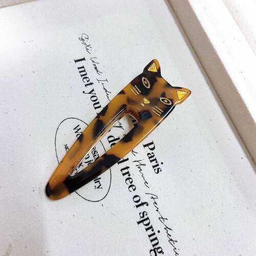 Cat-Shaped Hair Clips Cellulose Acetate 4 Pcs