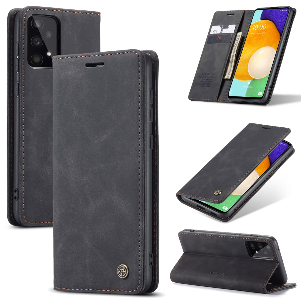 Caseme Leather Flip Wallet Case For Compatible With Samsung Galaxy A53 5GâMagnetic, Card Holder, Kickstand, Shockproof, Black 9170372132980