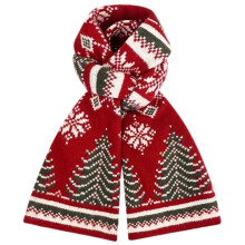Cachecol de Natal tricotado para casal com árvore de Natal e rena.