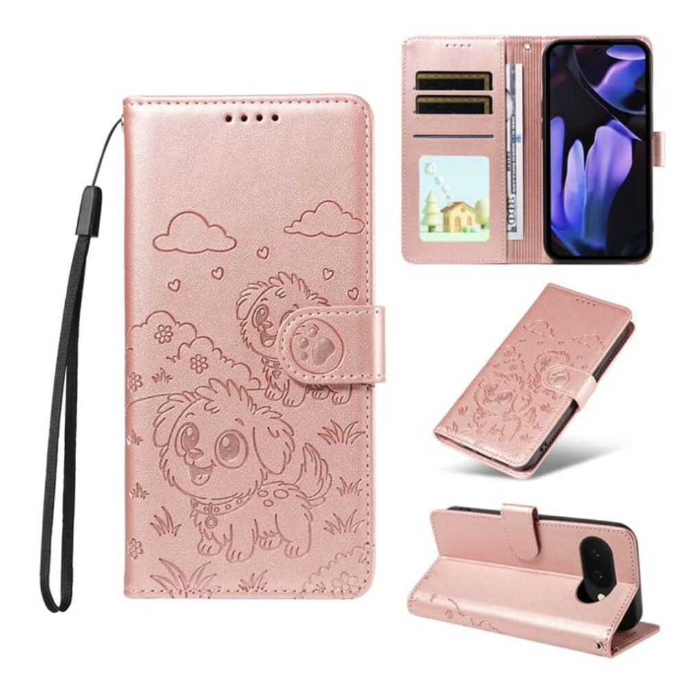 Embossed Leather Phone Case For Google Pixel 9A With Pink 9165521149735