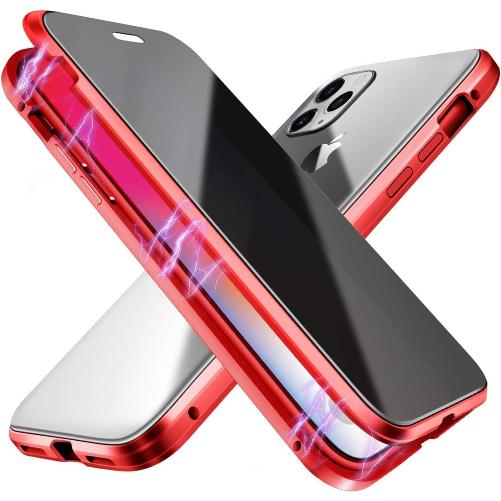 Double-Sided Tempe Glass Case For Iphone 13 ProâMetal Frame, Magnetic Closure, Hd Clear Shellâ Red 9170372185436