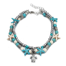 Women's Starfish Anklet Alloy Turquoise Beaded Boho Style