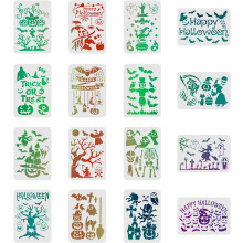 Halloween Stencil Set Plastic Drawing Templates 16 Sheets
