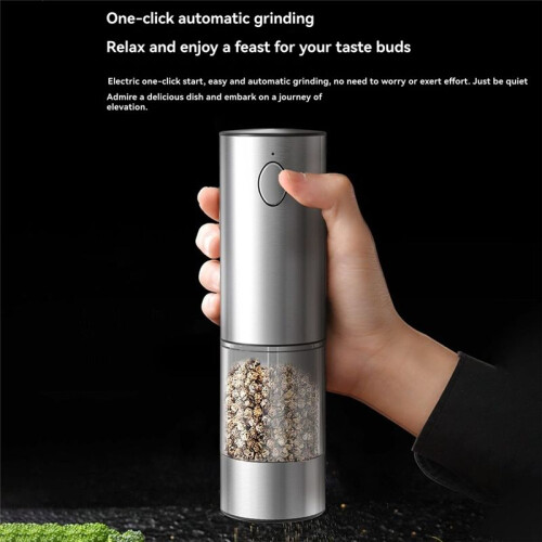 Electric Salt and Pepper Grinder Set USB Rechargeable Adjustable Coarseness Automatic Spice Mills 2PCS with Storage Base 1