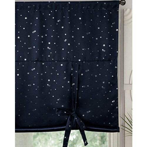 Blackout Tie-Up Shade Curtains Star Pattern Thermal 1