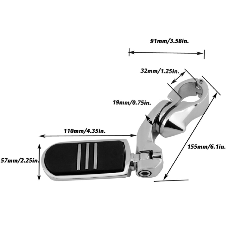 Chrome Foot Pegs 1-1/4In For Engine Guard 7340572026637