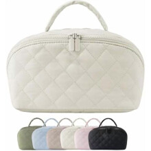 Petition Travel Makeup Bag for Women – 180 lay-flat, 5-compartment, machine washable puff cosmetic organizer, ideal gift