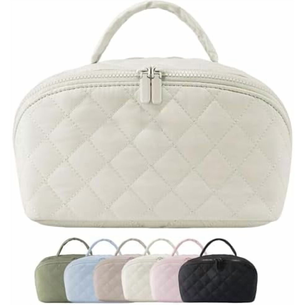 Petition Travel Makeup Bag for Women â 180 lay-flat, 5-compartment, machine washable puff cosmetic organizer, ideal gift
