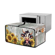 Copertura per forno tostapane con motivo mucca e girasole, effetto legno, antipolvere e decorativa, 57 x 47 x 33 cm, compatibile con forni tostapane