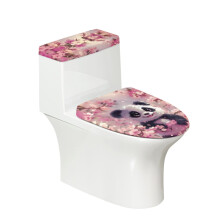 Cherry Blossom & Panda Toilet Tank Lid Dust Cover Set of 2 – Oval, Easy-Clean, Compatible with Standard Toilets