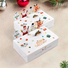 TETOU 10pcs Cartoon Christmas Kraft Paper Box Santa Claus Snowman Elk for Candy Cookies Gift Giving Boxes Navidad 2024