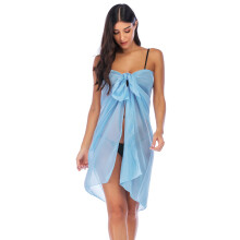 DODOING Dame Chiffon Bikini Pareo Up Strandsarong Pareo Badedragt Wrap Blød Nederdel Wrap Blå